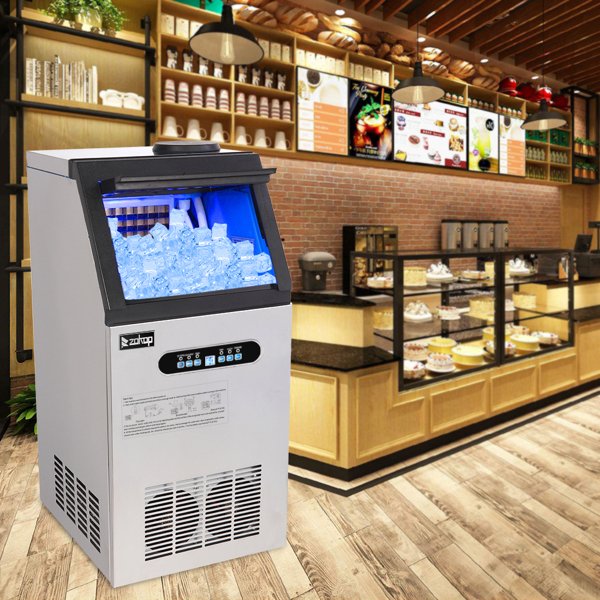 US Standard Ice Maker Silver Stainless Steel Transparent Frosted Lid US Standard Ice Maker Silver Stainless Steel Transparent Frosted Lid