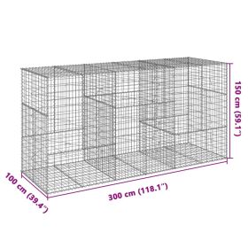 vidaXL Coș gabion cu capac, 300x100x150 cm, fier galvanizat