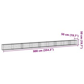 vidaXL Coș gabion cu capac, argintiu, 900x50x50 cm, fier galvanizat