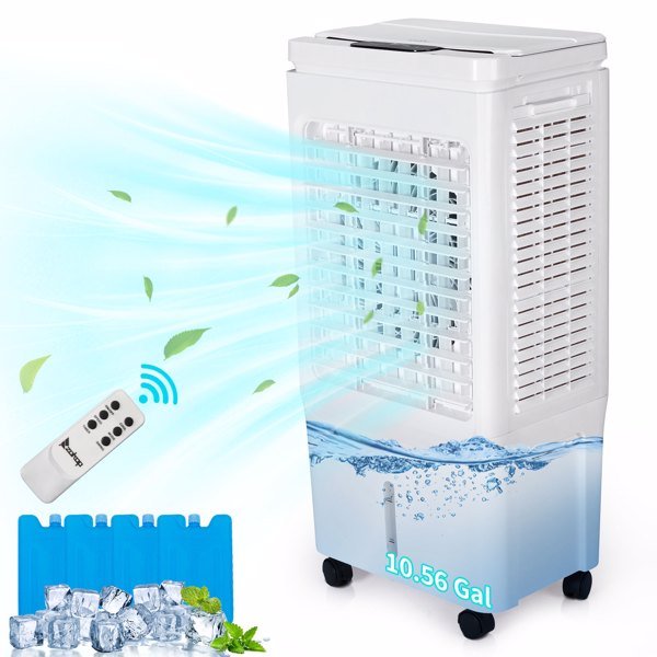 ZOKOP FLS-Z33DR Electric Fan 110V 150W 40L With Remote Control, With LCD Display, With 4 Ice Crystals, With Casters, ABS Plastic, White ZOKOP FLS-Z33DR Electric Fan 110V 150W 40L With Remote Control, With LCD Display, With 4 Ice Crystals, With Casters, ABS Plastic, White