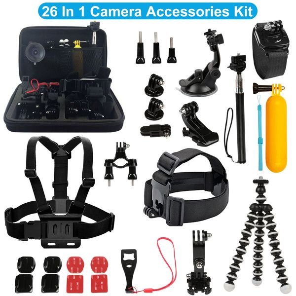 26 In 1 Camera Accessories Kit Fit For GoPro Hero 5/4/3+/3/2/1 Camera Outdoor Sports Action Camera Accessories Kit w/ Chest Strap Selfie Stick Floatin 26 In 1 Camera Accessories Kit Fit For GoPro Hero 5/4/3+/3/2/1 Camera Outdoor Sports Action Camera Accessories Kit w/ Chest Strap Selfie Stick Floatin