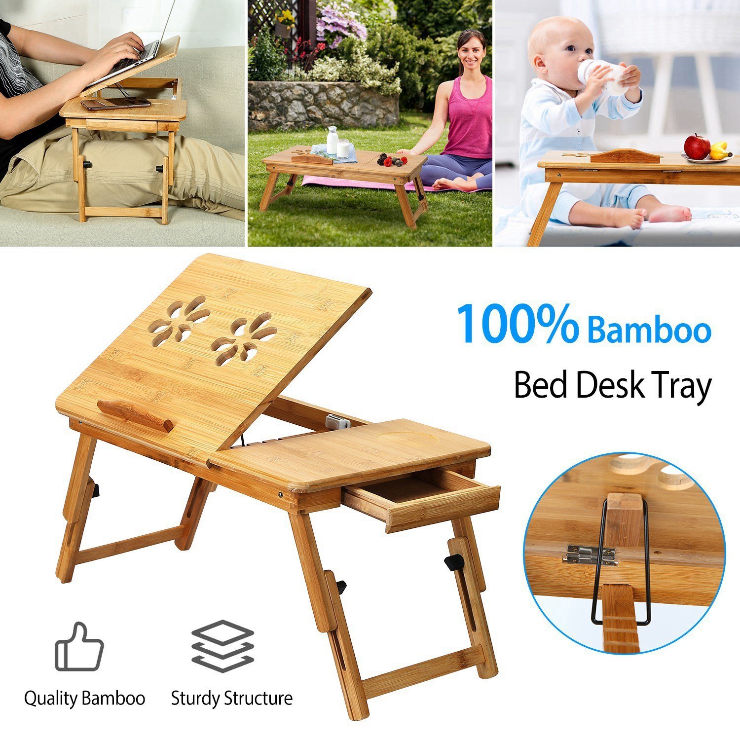 Bamboo Laptop Desk Breakfast Serving Bed Tray Foldable Leg Multi-Position Adjustable Tilt Surface Bed Lap Tray Bamboo Laptop Desk Breakfast Serving Bed Tray Foldable Leg Multi-Position Adjustable Tilt Surface Bed Lap Tray