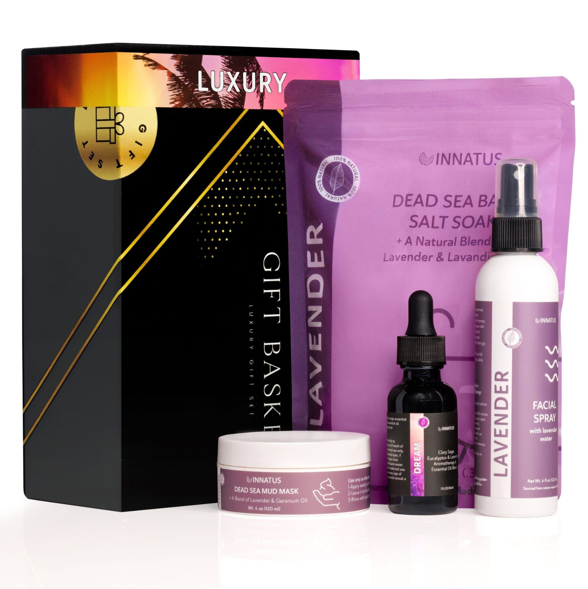 Luxury Dead Sea Spa Gift Set - Bath Salt, Facial Spray, Mud Mask & Essential Oil - Aromatherapy & Skincare Collection for Relaxation Luxury Dead Sea Spa Gift Set - Bath Salt, Facial Spray, Mud Mask & Essential Oil - Aromatherapy & Skincare Collection for Relaxation
