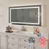 55 in. W x 30 in. H LED Large Rectangular Frameless Anti-Fog Bathroom Mirror Front & Backlit