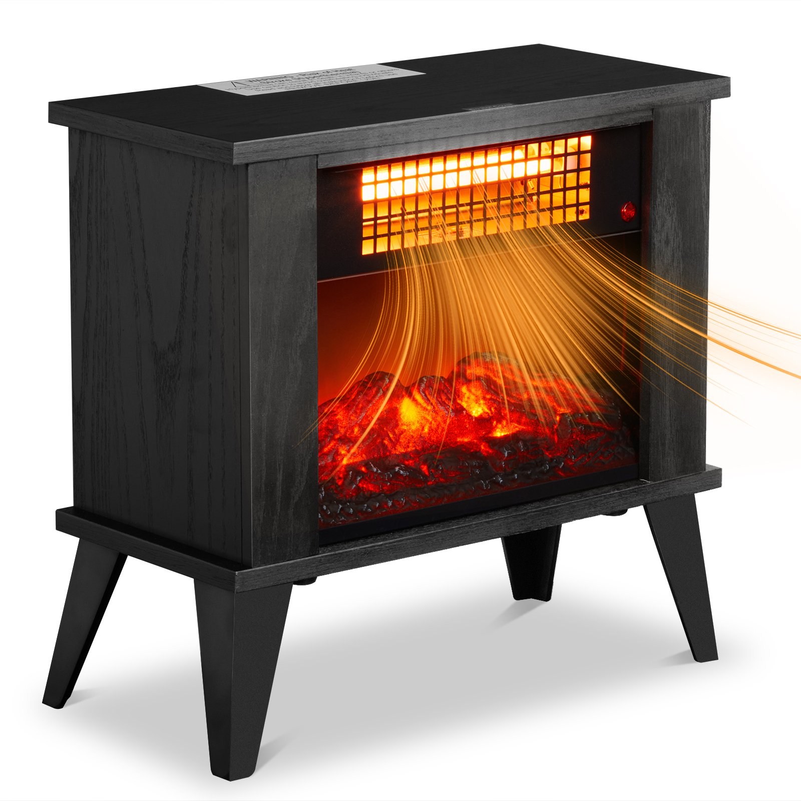 ZOKOP HT1287B 120V 1000W 15in Fireplace Black Wood Free-standing - Quartz Tube - 2nd Gear Temperature Control - With Fake Firewood - Single Color ZOKOP HT1287B 120V 1000W 15in Fireplace Black Wood Free-standing - Quartz Tube - 2nd Gear Temperature Control - With Fake Firewood - Single Color