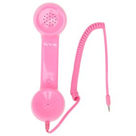 Retro Phone Handset Multifunction Radiation Proof Handheld Cell Phone Receiver for Mobile Phones Computers White (Color: Pink)