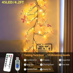 Light With Butterfly 138LED 7.55FT Enchanted Wall Decoration Vine Lights 8 Light Modes For Indoor Home Wall Decoration (Option: 45LED 4.2FT)