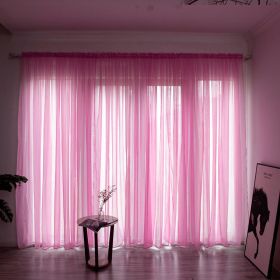 Simple And Modern Balcony Solid Color Gauze Curtain (Option: Rose red-2.5x2.7Hook)