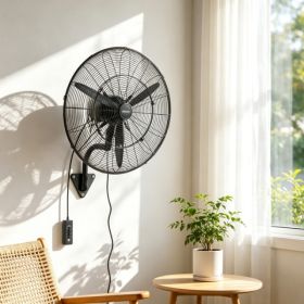 24 In Wall Mount Fan, 3-Speed Mechanical Control, Powerful Long Airflow, For Garage, Workshop & Commercial Use (Option: 49026033)