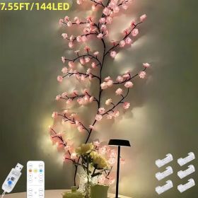 Cherry LED Tree Branch Lights For Wall, Cherry Blossom Willow Vine Twig Decor Garland With 144 LED Lights And Remote,8 Lighting Modes,Christmas D (Option: 7.55FT)