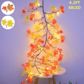 Maple Leaf LED Tree Branch Lights With Remote - 138LED Willow Vine Twig Garland For Wall Decor, 8 Modes, USB Powered String Lights For Indoor Hom (Option: 48LED4.2FT)
