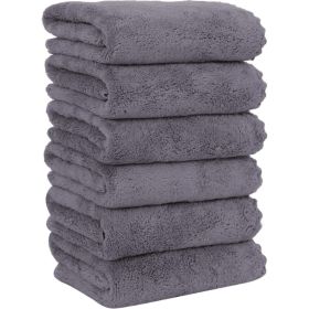 6 Pack Premium Hand Towels - Quick Drying - Microfiber Coral Velvet Highly Absorbent Towels - Multipurpose Use As Hotel, Bathroom, Shower, Spa, H (Option: Gray)