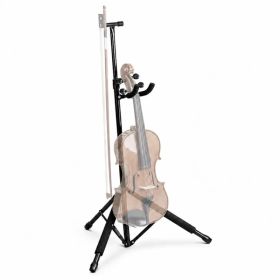 5 Core Violin Stand with Bow Holder Adjustable Heavy Duty Cello Banjo Mandolin Holder (Option: Black)