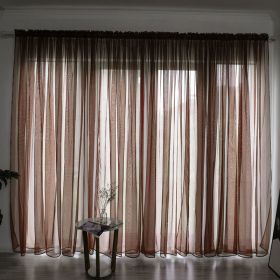 Simple And Modern Balcony Solid Color Gauze Curtain (Option: Khaki-1x2.7Hook)