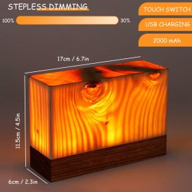 Wood Touch Ambient LED Table Lamp Rechargeable Portable Night Light Modern Cordless Table Lamps for Living Room Bedroom Bedside (Emitting Color: B, Ships From: China)