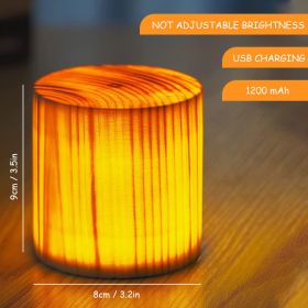 Wood Touch Ambient LED Table Lamp Rechargeable Portable Night Light Modern Cordless Table Lamps for Living Room Bedroom Bedside (Emitting Color: A, Ships From: China)