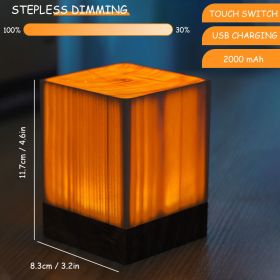 Wood Touch Ambient LED Table Lamp Rechargeable Portable Night Light Modern Cordless Table Lamps for Living Room Bedroom Bedside (Emitting Color: D, Ships From: China)