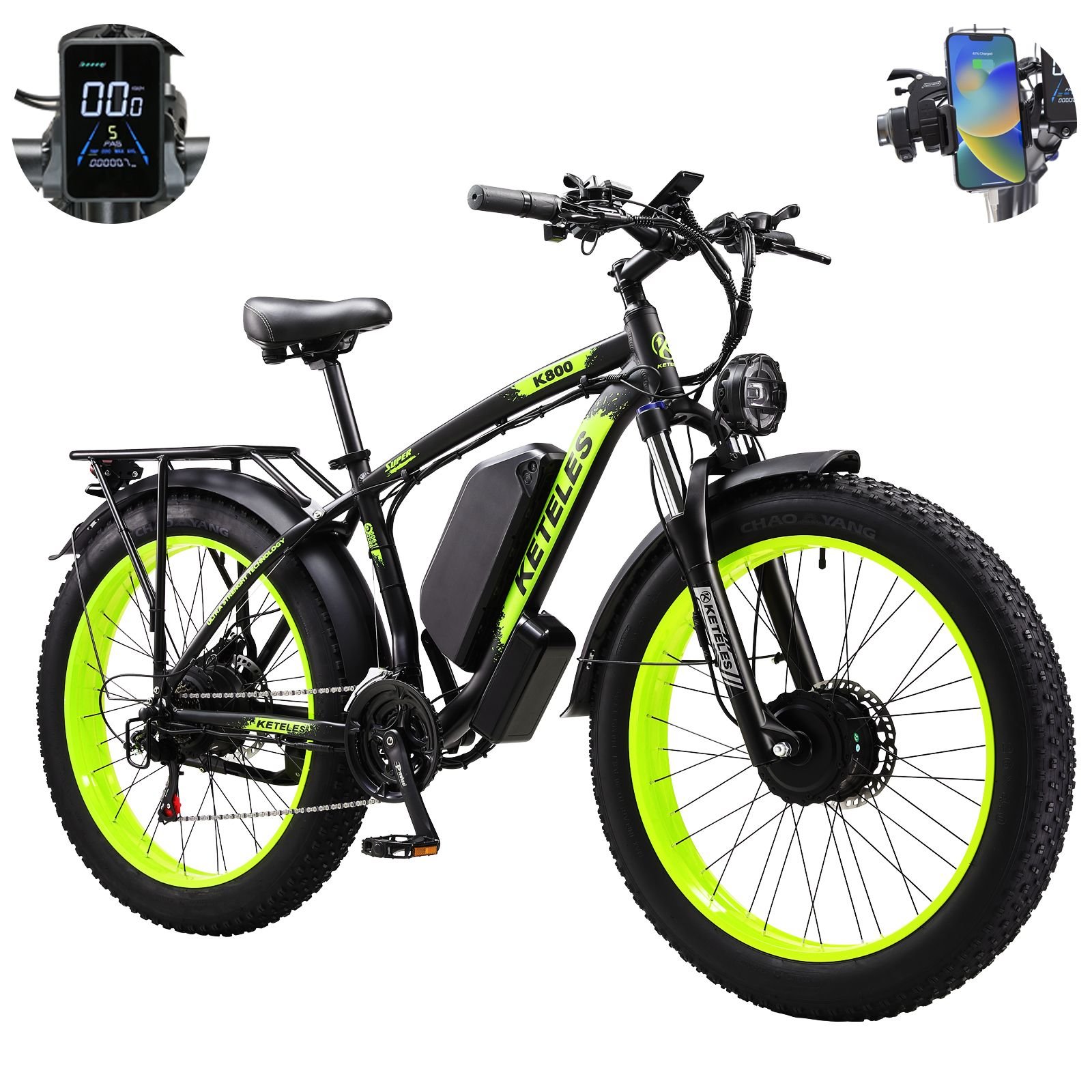 Electric Bike KETELES 48V 23AH Dual Motor 1000W*2 26"*4.0 MTB Electric Bike KETELES 48V 23AH Dual Motor 1000W*2 26"*4.0 MTB