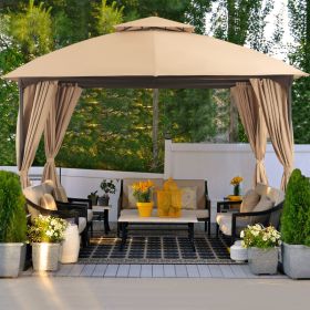 Patio Gazebo 10'x10', Outdoor Duty Party Tent Shelter With Double Roofs,  Oxford Fabric Mosquito Nettings And Privacy Screens For Backyard, Garde (Option: 76041390)