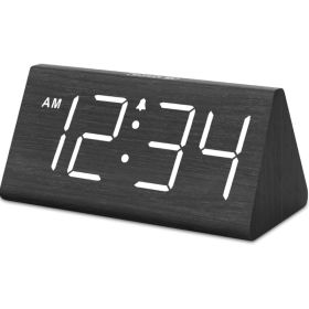 DreamSky Wooden Digital Alarm Clock For Bedroom Living Room, Large Numbers (Option: Black)
